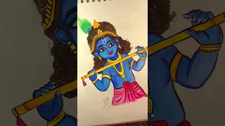 Shree Krishna watercolor Drawing ❤️😍 #shorts #youtubeshorts