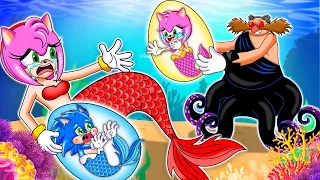 Sonic & Amy Rose Mermaids | The Sirens Mermaid Family | New Episodes in Pregnant Mermaid Mommy