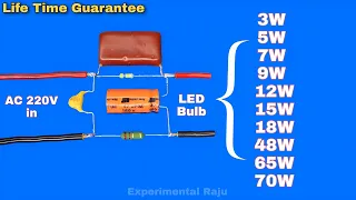 220 volt to 3/5/7/9/12/18/48/65/70W DC LED Driver Circuit Without Transformer - Multi Output