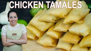 How to make GREEN CHILE CHICKEN TAMALES Recipe | AUTHENTIC MEXICAN TAMALES | Villa Cocina