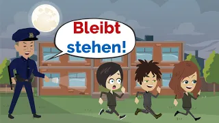 Deutsch lernen | Lisa und Mia brechen in der Schule ein! | Wortschatz und wichtige Verben