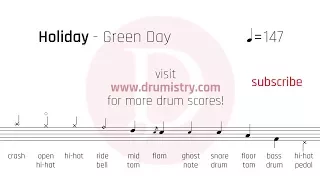 Green Day - Holiday Drum Score