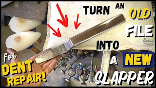 How YOU Can Turn An OLD Junky File Into A NEW Slapper Spoon For DENT REPAIR, and How To Use It!!