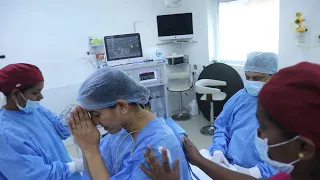 Girl Praying before Anesthesia Surgery