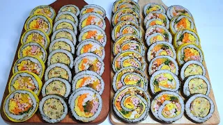 SUB)예쁜김밥 맛있게 만들기 어렵지않아요 gimbap 모둠김밥 _계란김밥 계란말이김밥 야채김밥같이 싸봐요!!