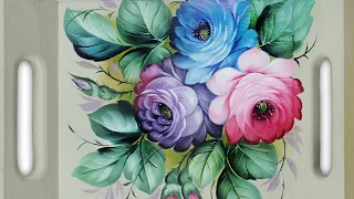 MasterClass from Goncharova. Roses. Oil Painting Tutorial | Мастер-класс по Жостовской росписи. Розы