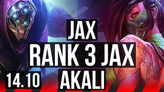 JAX vs AKALI (TOP) | Rank 3 Jax, 69% winrate, Godlike, 8/4/15, Rank 19 | TR Grandmaster | 14.10