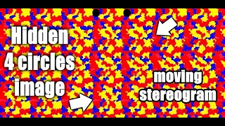 Hidden 4 circles image, magic eye picture, moving stereogram