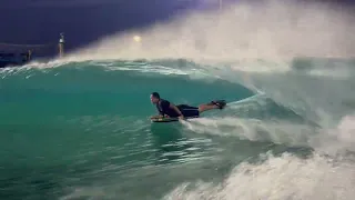 Bodyboarding the Surf Ranch.  Best end bowl barrels!