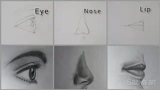 How to draw side eye ,nose, lip || eye drawing | nose drawing | #art #sketch #eyedrawings #youtube