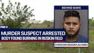 Murder suspect arrested after burning body found in Florida field