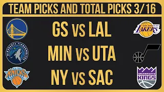 NBA Picks Today 3/16/2024 | NBA Bets Today NBA Predictions Today