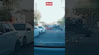 Ferrari shocking head-on smash with 4x4