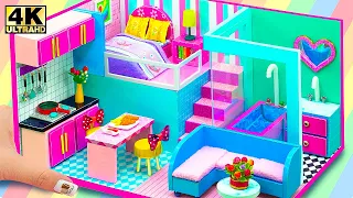 Make PINK & BLUE Crafts House with Bathroom, Kitchen, Bedroom, Living Room ❤️ DIY Miniature House