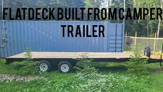 Flat deck trailer built from camper trailer frame walk around and info