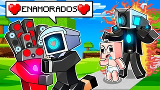 ¡CAMERA WOMAN  ENGAÑA A CAMERA MAN en Minecraft! 📸💔 ¿SE PELEAN?  BEBÉ NOOB