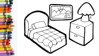 Bedroom Drawing, Coloring, for Children & Learn Furniture Drawing I Learn To Draw Furniture #2