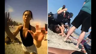 Police release bodycam footage of violent beach arrest
