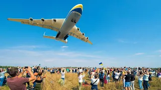 Ан-225 МРИЯ. Воздушный парад в честь Дня Независимости Украины. Взлет, посадка и полет над Киевом.