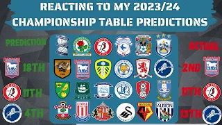 REACTING TO MY 2023/24 CHAMPIONSHIP PREDICTIONS