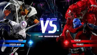 Captain America & Spider-Man Vs Venom & Thanos  [Very Hard AI] | Marvel vs Capcom: Infinite