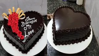 Heart Shape Chocolate Cake Tutorial |Heart Shape Chocolate Cake Design |Birthday Chocolate Cake