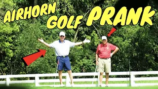 ANGRY Golfer's Chase After Us!! (AIRHORN GOLF PRANK)