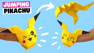 How to make origami jumping PIKACHU EASY, paper Pikachu toy