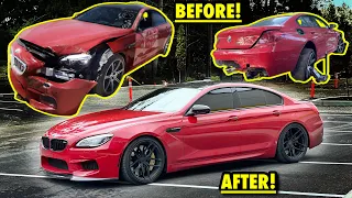 REBUILDING A DESTROYED 2018 BMW M6 COMPETITION IN MINUTES!