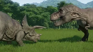 Triceratops VS Albertosaurus, T-Rex, Spinosaurus And More - Jurassic World Evolution