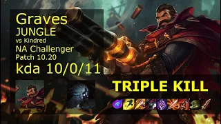 Graves Jungle vs Kindred - NA Challenger 10/0/11 Patch 10.20 Gameplay