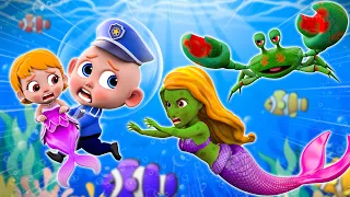 Baby Police vs BIG Giant Crab | The Police Saved The Little Mermaid | Nursery Rhymes & Toddler Songs