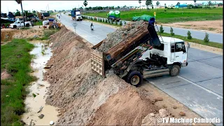 Wonderful Showing New Project Filling Land With Expert Dozer D31P Leveling Truck 5T Unloading Soil