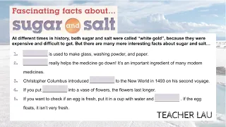 9B 9.12 Listening: Fascinating facts about sugar and salt