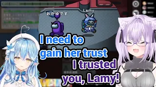When You Trust Her With All of Your Heart but.... Okayu, Lamy in Hololive Among Us Collab!!