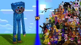 Huggy Wuggy VS All Five Night's At Freddy's (FNAF) 1-2-3-4-5-6-Security Breach - MCPE ADDON FIGHT