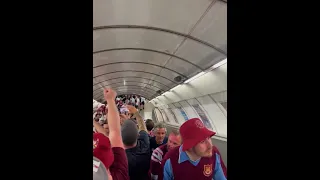 West Ham Fans Make Noise In The Prague Metro