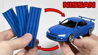 Turning plasticine into a Nissan Gtr R34 car, an incredible result!