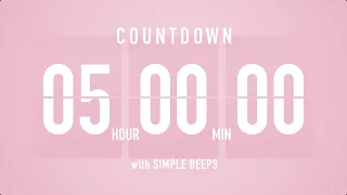 5 Hours Countdown Flip Clock Timer / Simple Beeps 🌸🔔