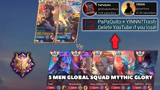 2v5! 😱 | PaPaQuito + YINNN Vs 5 Men  Global Squad Mythical Glory ( Destroying TrashTalkers🤧)