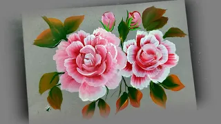 very simple rose flower painting for acrylic colour one stroke eays @JKDRAWING-rr9tc