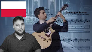 UNBELIEVABLE POLISH GUITAR PLAYER Marcin - Moonlight Sonata on One Guitar REACT SO CLASSY | Gio