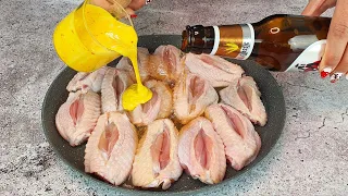 Trick from my chef father to cook tasty chicken wings with beer | Easy & Quick recipe