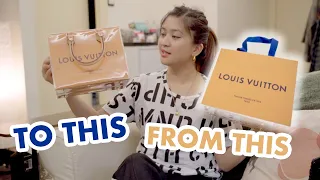 Trying this TikTok trend (branded paper bag DIY into a handbag!)