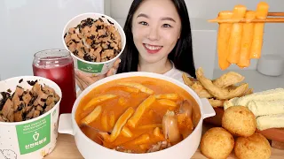 ASMR Spicy Creamy Tteokbokki Mukbang 신전 로제떡볶이 먹방🍜 배떡 엽떡로제랑 비교! 스팸마요컵밥 치즈볼 Rose Rice Cake Cheese Ball