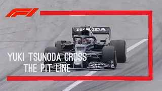 Yuki Tsunoda is penalised for crossing the white line at pit entry