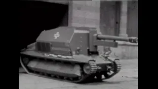 Captured French vehicles are converted into self-propelled guns by the German army, in 1943