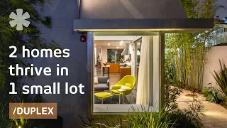 2 skinny homes interlock like a puzzle on small LA lot