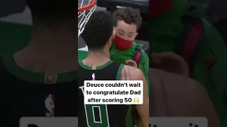 Jayson Tatum celebrating with his son, Deuce, is adorable ☘️