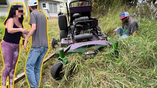 NOBODY would mow this NIGHTMARE of a yard for this KIND lady SO I DID FOR FREE!!! [INSANE MAKEOVER]